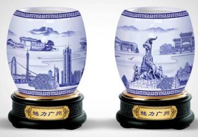 【广州风光旋转笔筒(心想事成)】价格,厂家,图片,陶瓷工艺品,广州市富来贸易-